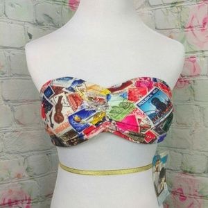 Nicolita Cuban Stamp Strapless Swimsuit Top